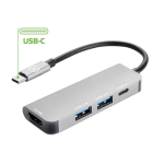 CELLY PRO HUB PLUS USB-C 2 PORTE USB 3.0 TYPE-A 1 USB TYPE-C POWER DELIVERY 60 W 1 HDMI IN ALLUMINIO GRIGIO